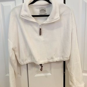 Urban outfitters white cropped fuzzy sweater